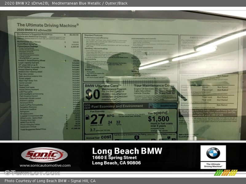 Mediterranean Blue Metallic / Oyster/Black 2020 BMW X2 sDrive28i