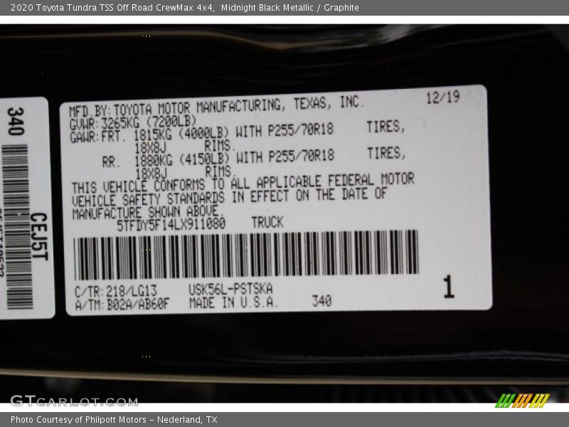 Midnight Black Metallic / Graphite 2020 Toyota Tundra TSS Off Road CrewMax 4x4