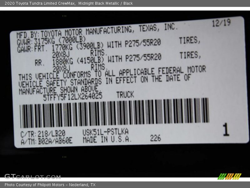 Midnight Black Metallic / Black 2020 Toyota Tundra Limited CrewMax