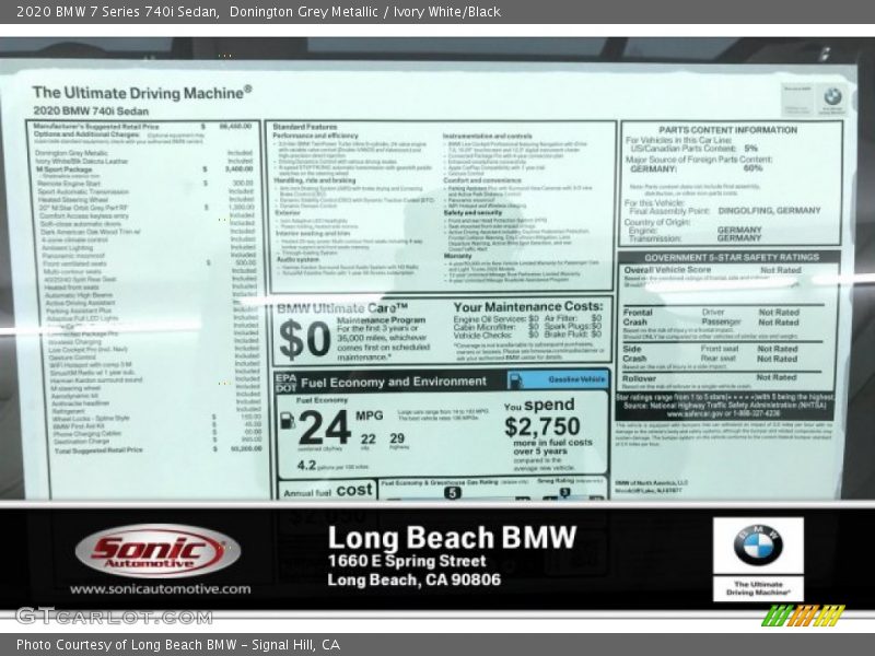 Donington Grey Metallic / Ivory White/Black 2020 BMW 7 Series 740i Sedan