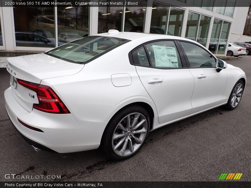 Crystal White Pearl Metallic / Blond 2020 Volvo S60 T6 AWD Momentum