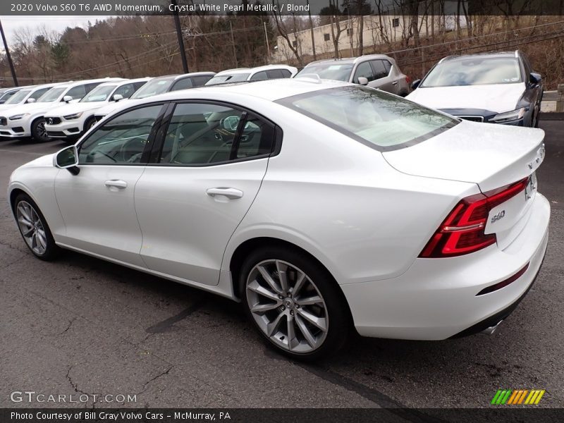 Crystal White Pearl Metallic / Blond 2020 Volvo S60 T6 AWD Momentum