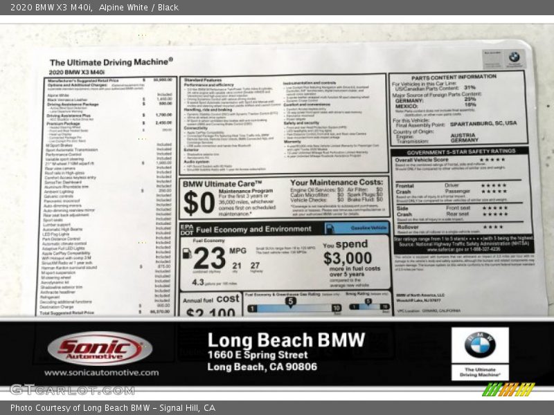 Alpine White / Black 2020 BMW X3 M40i