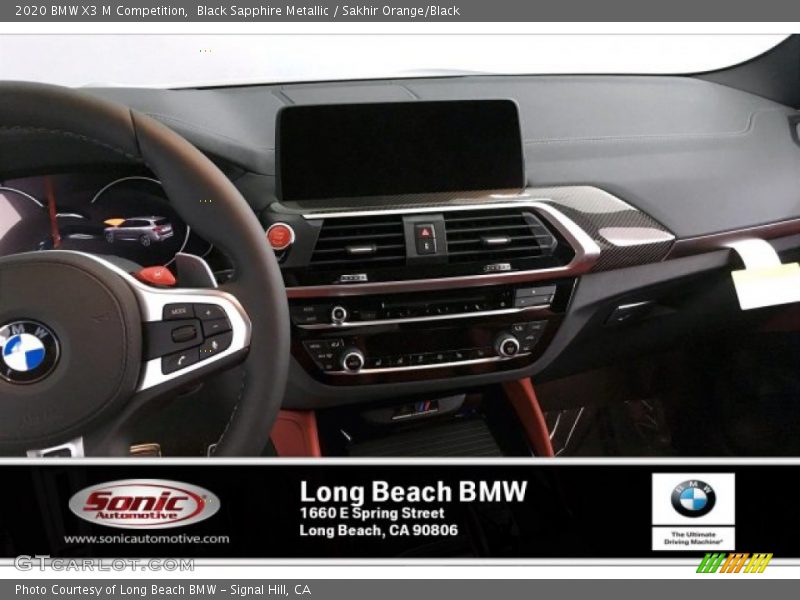 Black Sapphire Metallic / Sakhir Orange/Black 2020 BMW X3 M Competition