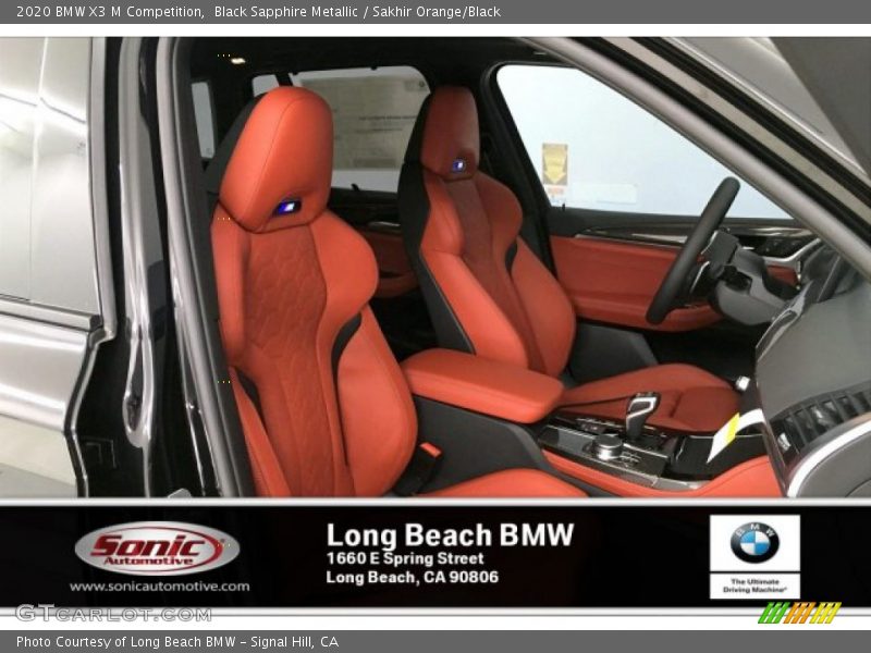 Black Sapphire Metallic / Sakhir Orange/Black 2020 BMW X3 M Competition