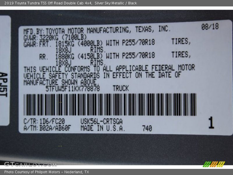 Silver Sky Metallic / Black 2019 Toyota Tundra TSS Off Road Double Cab 4x4