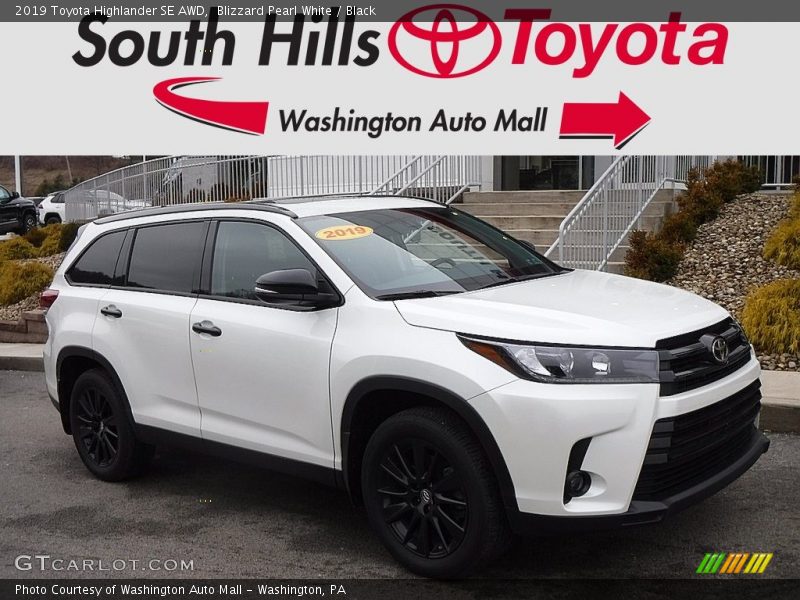 Blizzard Pearl White / Black 2019 Toyota Highlander SE AWD
