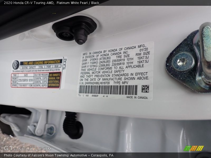 Platinum White Pearl / Black 2020 Honda CR-V Touring AWD