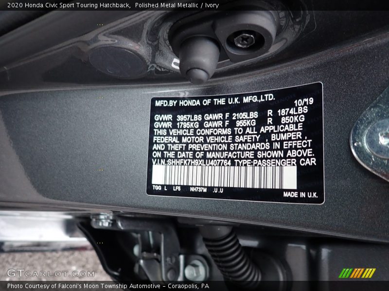 2020 Civic Sport Touring Hatchback Polished Metal Metallic Color Code NH737M