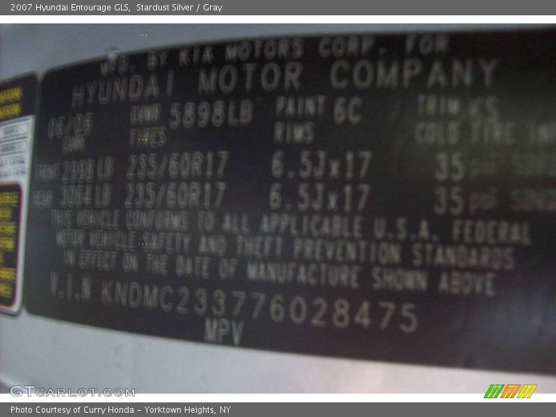 Stardust Silver / Gray 2007 Hyundai Entourage GLS