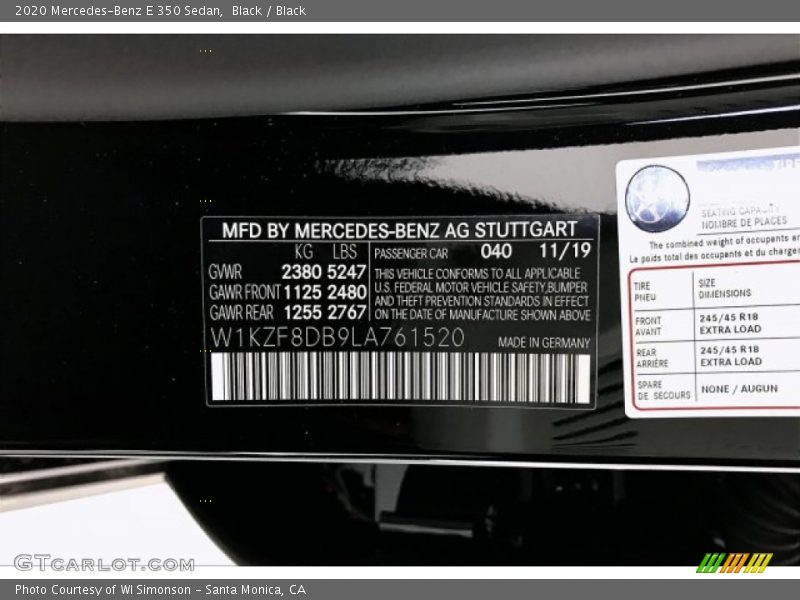 Black / Black 2020 Mercedes-Benz E 350 Sedan
