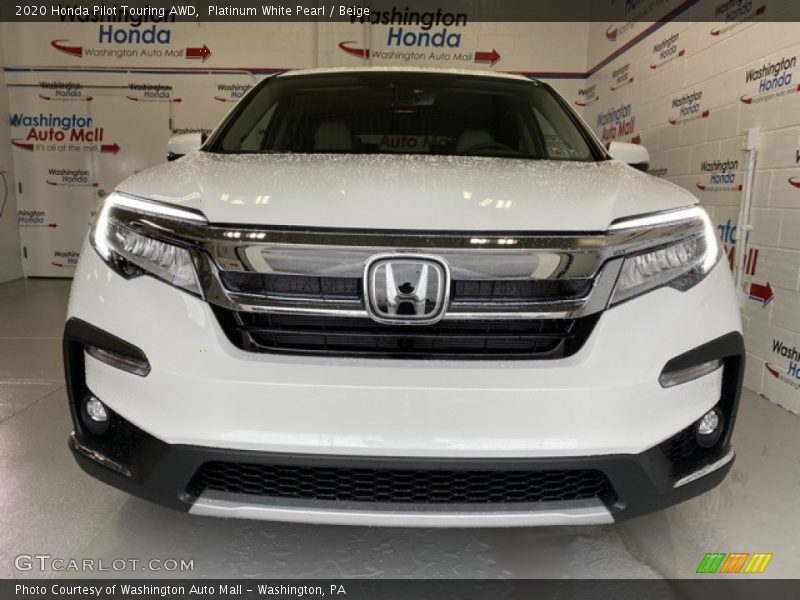 Platinum White Pearl / Beige 2020 Honda Pilot Touring AWD