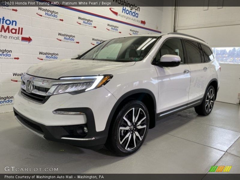 Platinum White Pearl / Beige 2020 Honda Pilot Touring AWD