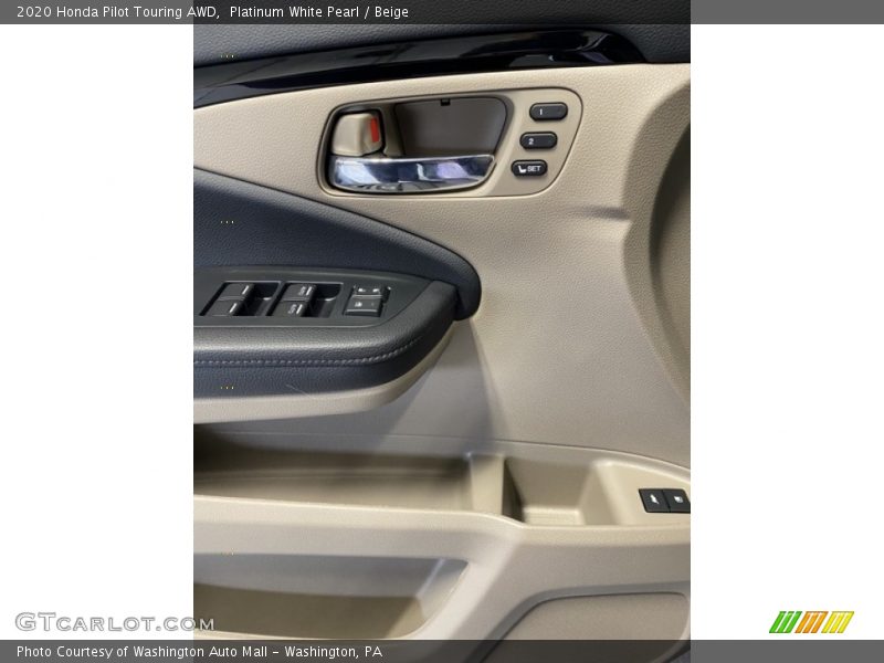 Platinum White Pearl / Beige 2020 Honda Pilot Touring AWD