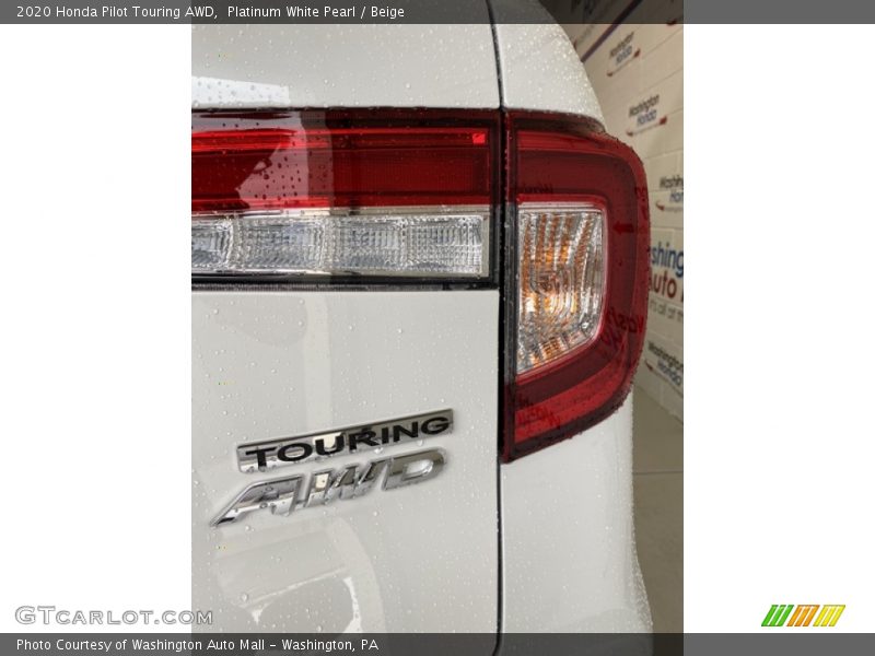 Platinum White Pearl / Beige 2020 Honda Pilot Touring AWD