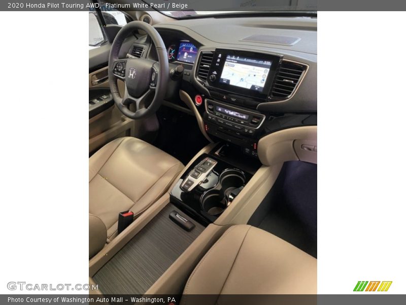 Platinum White Pearl / Beige 2020 Honda Pilot Touring AWD