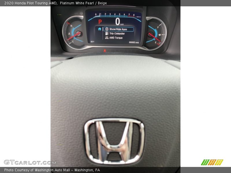 Platinum White Pearl / Beige 2020 Honda Pilot Touring AWD