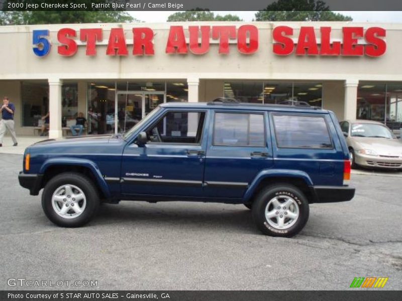 Patriot Blue Pearl / Camel Beige 2000 Jeep Cherokee Sport