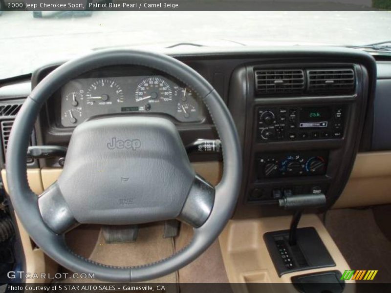Patriot Blue Pearl / Camel Beige 2000 Jeep Cherokee Sport