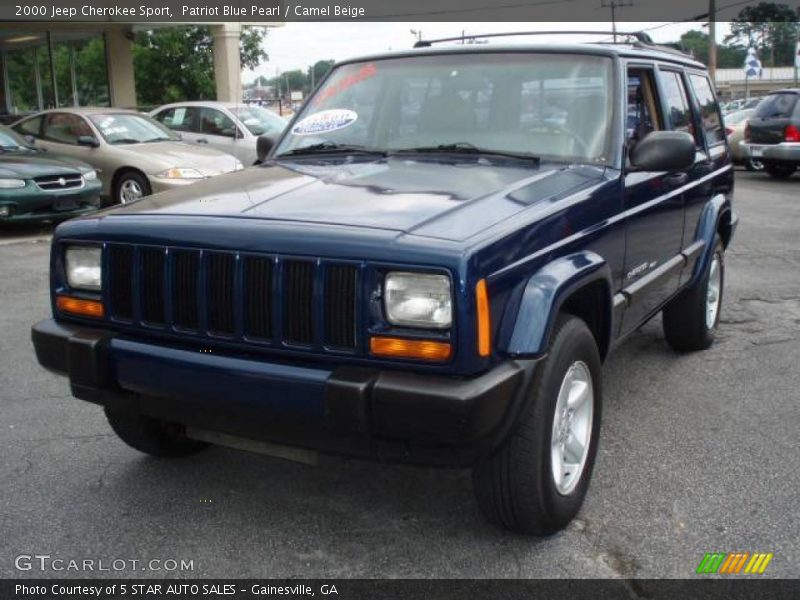 Patriot Blue Pearl / Camel Beige 2000 Jeep Cherokee Sport