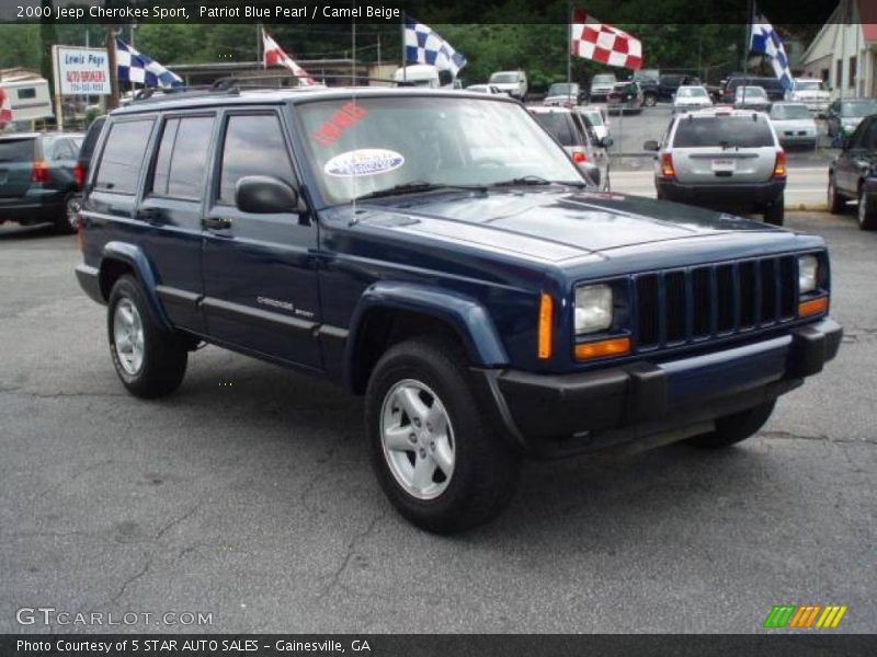 Patriot Blue Pearl / Camel Beige 2000 Jeep Cherokee Sport