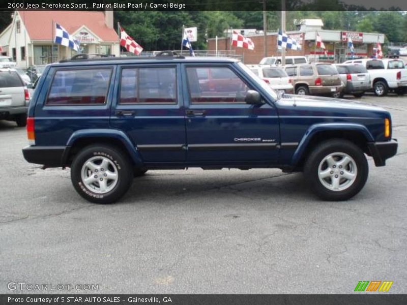 Patriot Blue Pearl / Camel Beige 2000 Jeep Cherokee Sport