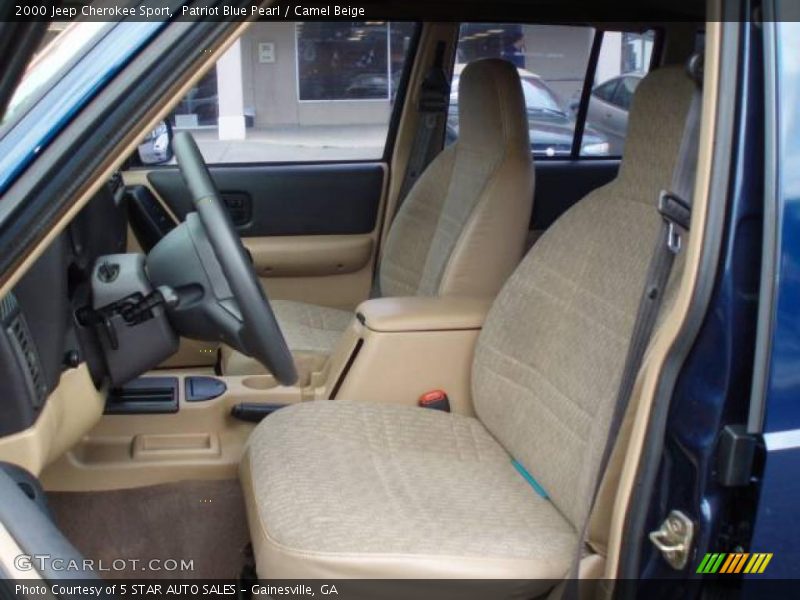 Patriot Blue Pearl / Camel Beige 2000 Jeep Cherokee Sport