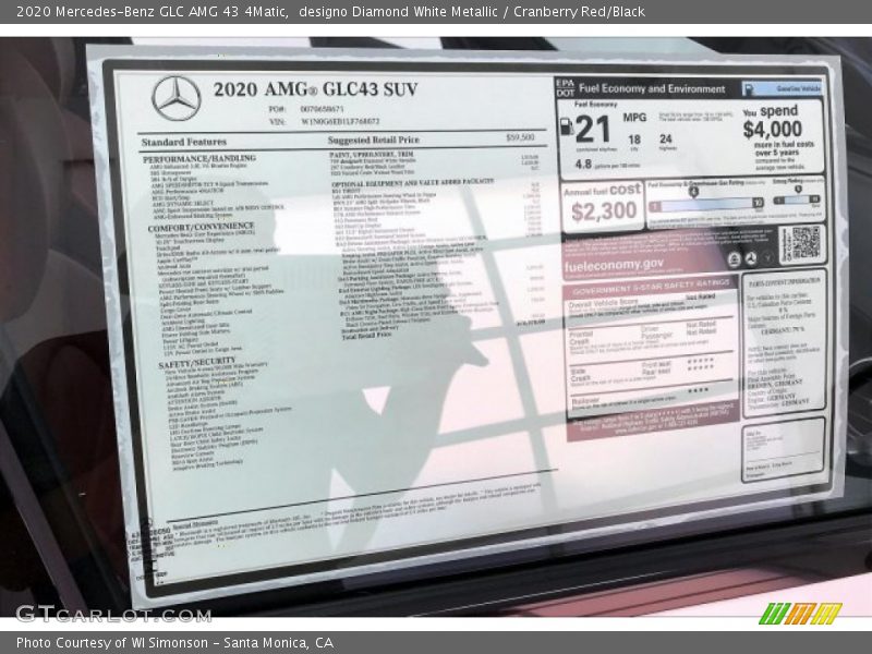  2020 GLC AMG 43 4Matic Window Sticker