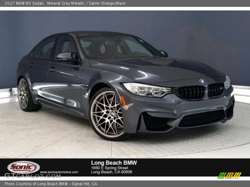 Mineral Grey Metallic / Sakhir Orange/Black 2017 BMW M3 Sedan