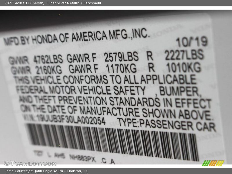 Lunar Silver Metallic / Parchment 2020 Acura TLX Sedan