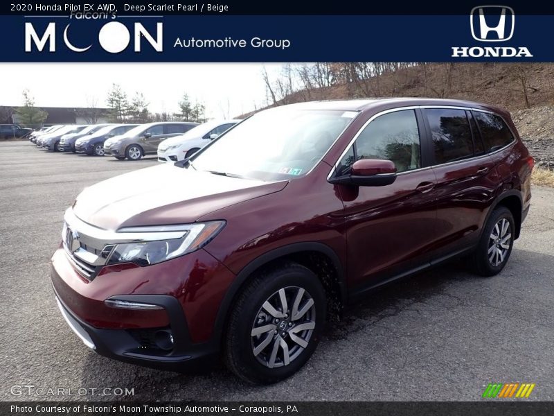 Deep Scarlet Pearl / Beige 2020 Honda Pilot EX AWD