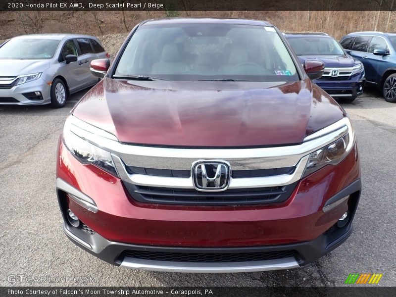 Deep Scarlet Pearl / Beige 2020 Honda Pilot EX AWD