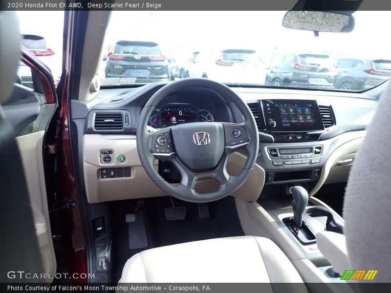 Deep Scarlet Pearl / Beige 2020 Honda Pilot EX AWD