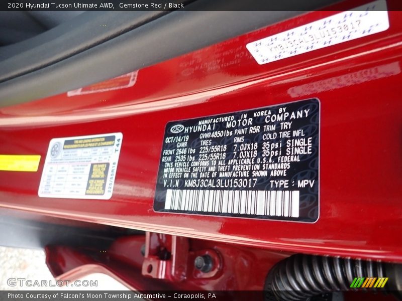 2020 Tucson Ultimate AWD Gemstone Red Color Code R5R