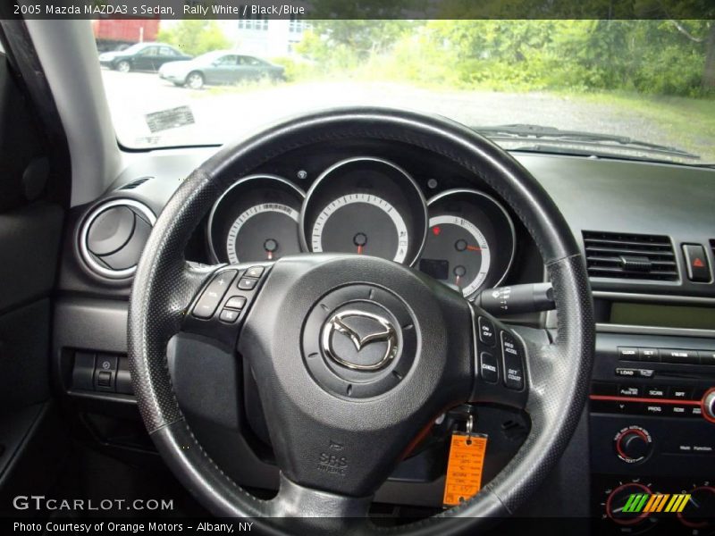 Rally White / Black/Blue 2005 Mazda MAZDA3 s Sedan