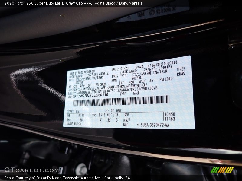 Agate Black / Dark Marsala 2020 Ford F250 Super Duty Lariat Crew Cab 4x4