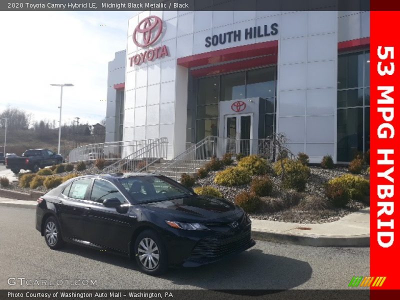 Midnight Black Metallic / Black 2020 Toyota Camry Hybrid LE