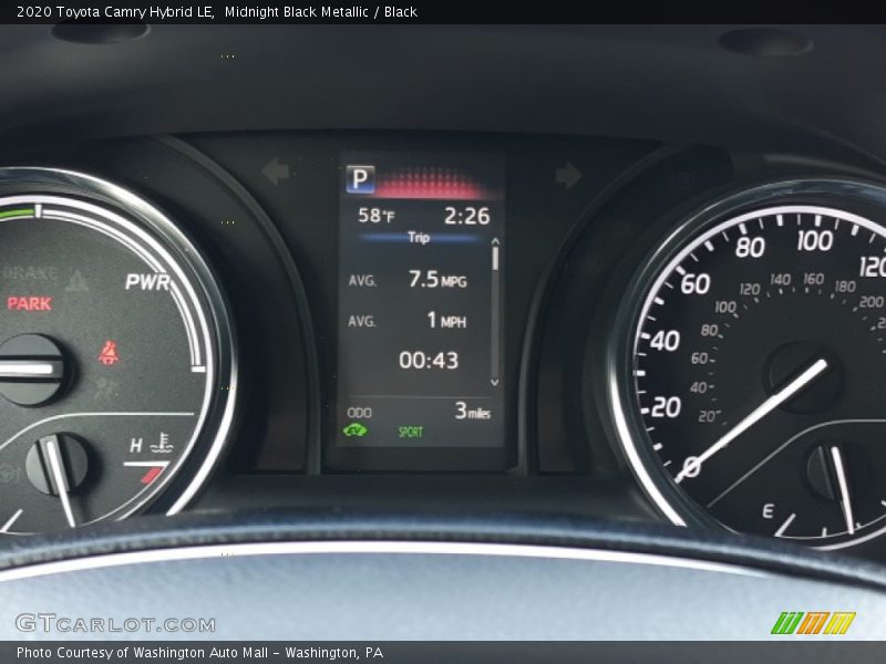 Midnight Black Metallic / Black 2020 Toyota Camry Hybrid LE