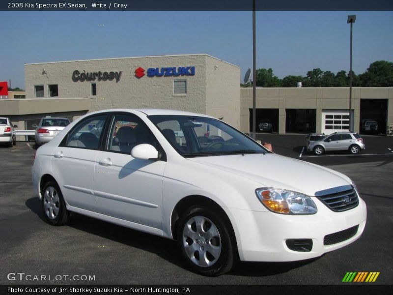 White / Gray 2008 Kia Spectra EX Sedan