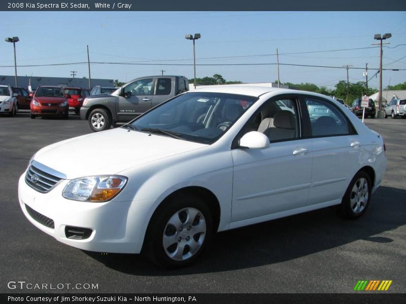 White / Gray 2008 Kia Spectra EX Sedan