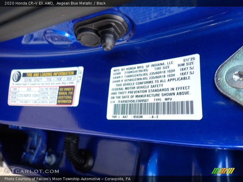 2020 CR-V EX AWD Aegean Blue Metallic Color Code B593M