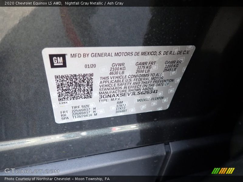 Nightfall Gray Metallic / Ash Gray 2020 Chevrolet Equinox LS AWD