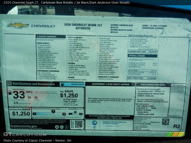 Caribbean Blue Metallic / Jet Black/Dark Anderson Silver Metallic 2020 Chevrolet Spark LT