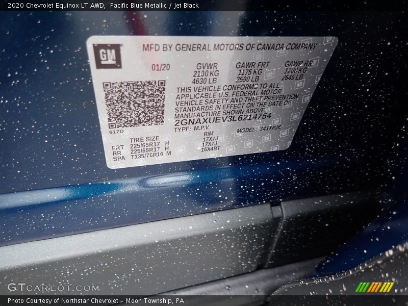 Pacific Blue Metallic / Jet Black 2020 Chevrolet Equinox LT AWD