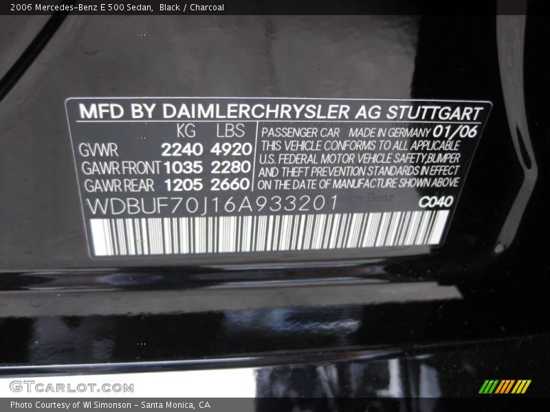 Black / Charcoal 2006 Mercedes-Benz E 500 Sedan