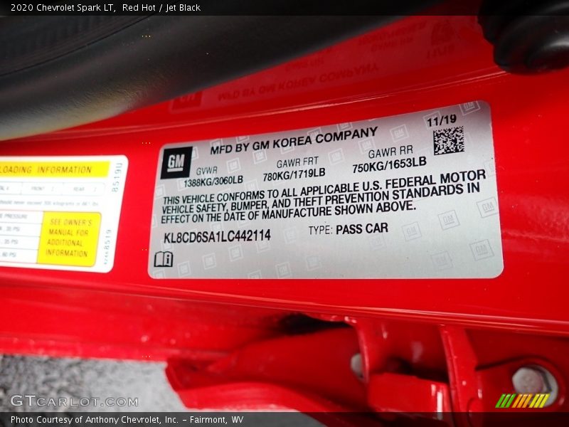 Red Hot / Jet Black 2020 Chevrolet Spark LT