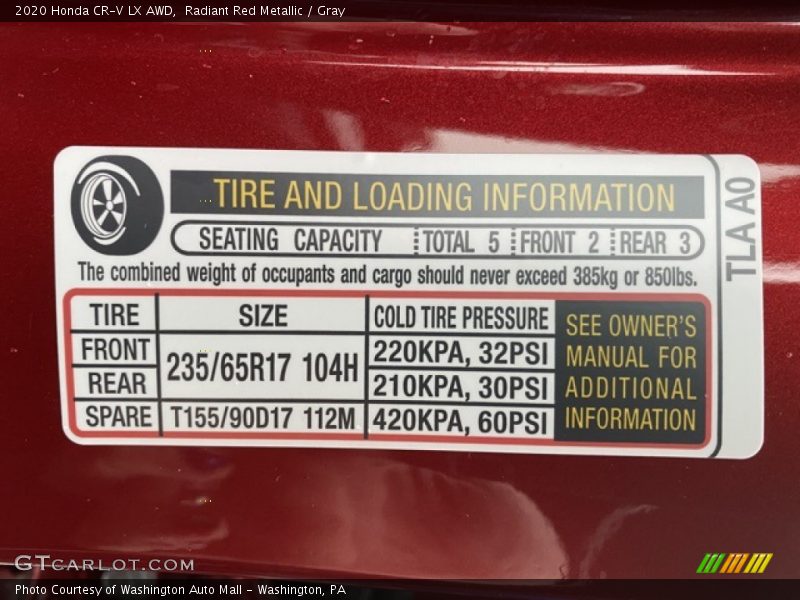 Radiant Red Metallic / Gray 2020 Honda CR-V LX AWD