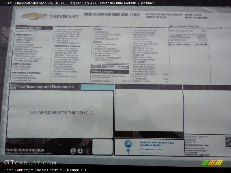  2020 Silverado 2500HD LT Regular Cab 4x4 Window Sticker