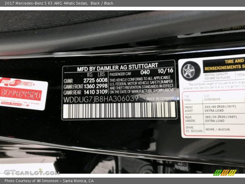 Black / Black 2017 Mercedes-Benz S 63 AMG 4Matic Sedan