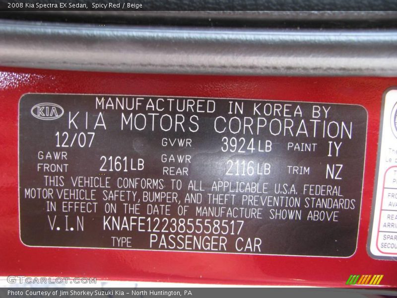 Spicy Red / Beige 2008 Kia Spectra EX Sedan